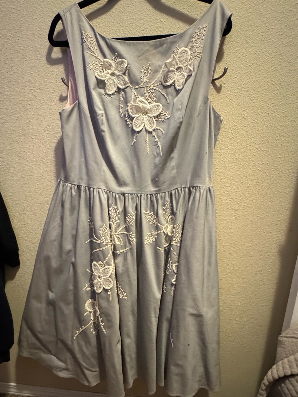 Tatyana Light Grey Floral Embroidered Dress